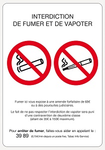 A5 - CONSIGNE INTERDICTION DE FUMER/VAPOTER