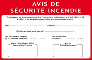 A4 - CONSIGNE AVIS DE SECURITE INCENDIE