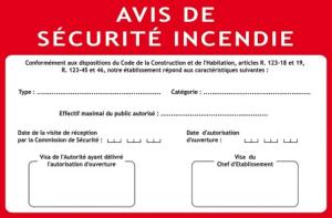 A4 - CONSIGNE AVIS DE SECURITE INCENDIE