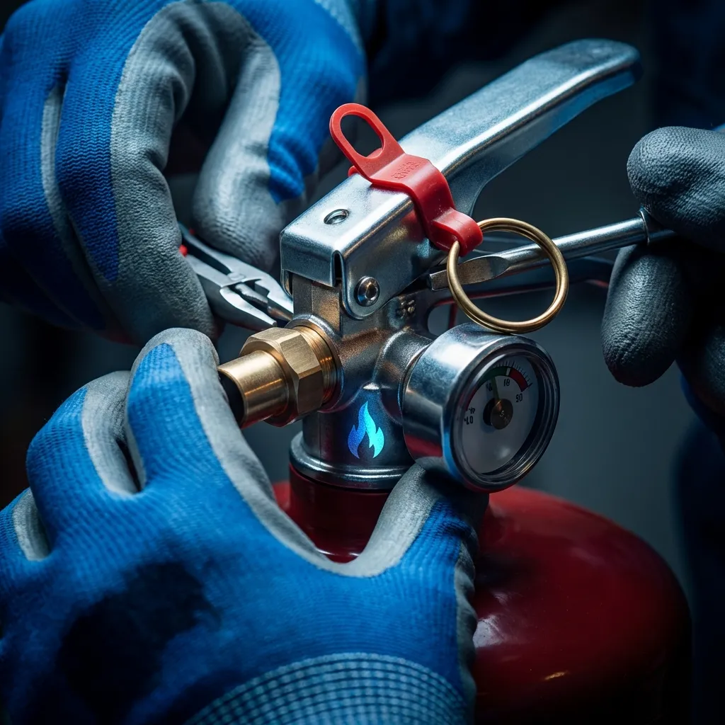 Inspection technique de la goupille d'un extincteur